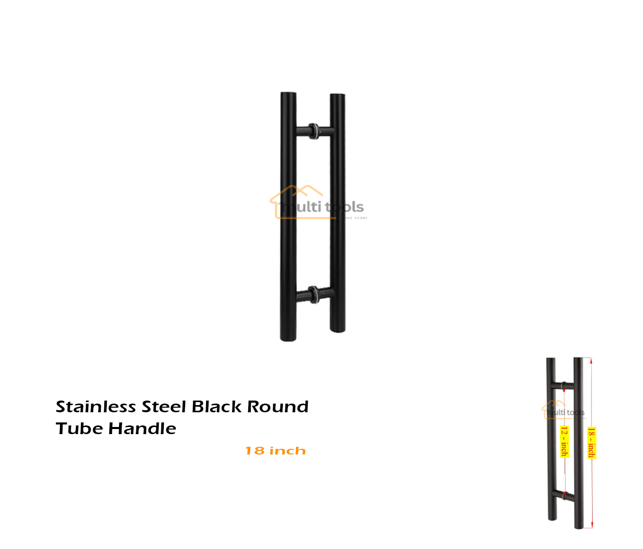 18 Inch Stainless Steel Black Round Tube Handle